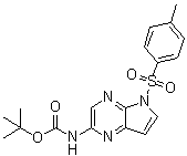 structure of CAS# 1201187-44-1, N-[5-[(4-Methylphenyl)sulfonyl]-5H-pyrrolo[2,3-b]pyrazin-2-yl]carbamic acid 1,1-dimethylethyl ester;tert-butyl N-[5-(4-methylphenyl)sulfonylpyrrolo[2,3-b]pyrazin-2-yl]carbamate
