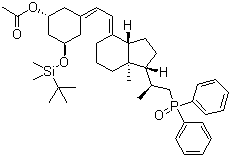 (1R,3R,5Z)-3-[[(1,1-Dimethylethyl)dimethylsilyl]oxy]-5-[(2E)-2-[(1R,3aS,7aR)-1-[(1S)-2-(diphenylphosphinyl)-1-methylethyl]octahydro-7a-methyl-4H-inden-4-ylidene]ethylidene]cyclohexanol1 acetate molecular structure (CAS 1201795-13-2)