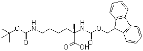 structure of CAS# 1202003-49-3, N6-[(1,1-Dimethylethoxy)carbonyl]-N2-[(9H-fluoren-9-ylmethoxy)carbonyl]-2-methyl-L-lysine