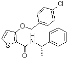 structure of CAS# 1203680-76-5, 3-[(4-Chlorophenyl)methoxy]-N-[(1S)-1-phenylethyl]-2-thiophenecarboxamide;AS 1949490