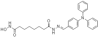 structure of CAS# 1206731-57-8, 8-(Hydroxyamino)-8-oxo-octanoic acid 2-[[4-(diphenylamino)phenyl]methylene]hydrazide;WT 161