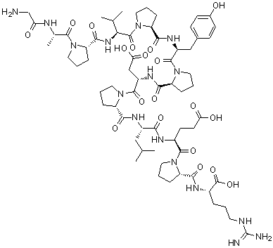 结构式 CAS# 120944-72-1, 甘氨酰-L-丙氨酰-L-脯氨酰-L-缬氨酰-L-脯氨酰-L-酪氨酰-L-脯氨酰-L-alpha-天冬氨酰-L-脯氨酰-L-亮氨酰-L-alpha-谷氨酰-L-脯氨酰-L-精氨酸