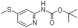 结构式 CAS# 1211504-16-3, 4-(甲硫基)吡啶-2-氨基甲酸叔丁酯