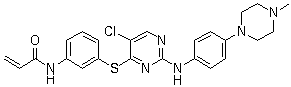 structure of CAS# 1214265-57-2, WZ 8040;N-[3-[[5-Chloro-2-[[4-(4-methyl-1-piperazinyl)phenyl]amino]-4-pyrimidinyl]thio]phenyl]-2-propenamide