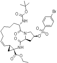 (2S,6S,12Z,13aS,14aR,16aS)-2-[[(4-Bromophenyl)sulfonyl]oxy]-6-[[(1,1-dimethylethoxy)carbonyl]amino]-1,2,3,6,7,8,9,10,11,13a,14,15,16,16a-tetradecahydro-5,16-dioxo-cyclopropa[e]pyrrolo[1,2-a][1,4]diazacyclopentadecine-14a(5H)-carboxylic acid ethyl ester molecular structure (CAS 1216941-64-8)