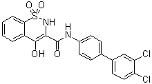 structure of CAS# 1221971-47-6, N-(3',4'-Dichloro[1,1'-biphenyl]-4-yl)-4-hydroxy-2H-1,2-benzothiazine-3-carboxamide 1,1-dioxide;PF 9184