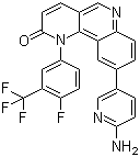 structure of CAS# 1223002-54-7, QL-IX-55;9-(6-Amino-3-pyridinyl)-1-[4-fluoro-3-(trifluoromethyl)phenyl]benzo[h]-1,6-naphthyridin-2(1H)-one
