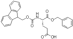 structure of CAS# 122350-52-1, N-[(9H-Fluoren-9-ylmethoxy)carbonyl]-L-glutamic acid 1-(phenylmethyl) ester