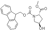 structure of CAS# 122350-59-8, (2S-trans)-4-Hydroxy-1,2-pyrrolidinedicarboxylic acid 1-(9H-fluoren-9-ylmethyl) 2-methyl ester