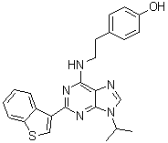structure of CAS# 1227633-49-9, StemRegenin 1;4-[2-[[2-Benzo[b]thien-3-yl-9-(1-methylethyl)-9H-purin-6-yl]amino]ethyl]phenol