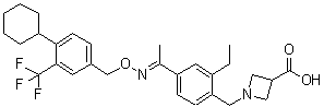 structure of CAS# 1230487-00-9, Siponimod;1-(4-[1-[(E)-4-Cyclohexyl-3-trifluoromethyl-benzyloxyimino]-ethyl]-2-ethyl-benzyl)-azetidine-3-carboxylic acid; BAF 312