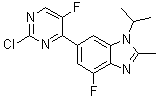 structure of CAS# 1231930-42-9, 6-(2-Chloro-5-fluoro-4-pyrimidinyl)-4-fluoro-2-methyl-1-(1-methylethyl)-1H-benzimidazole