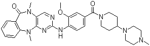 structure of CAS# 1234480-84-2, LRRK2-IN-1;5,11-Dihydro-2-[[2-methoxy-4-[[4-(4-methyl-1-piperazinyl)-1-piperidinyl]carbonyl]phenyl]amino]-5,11-dimethyl-6H-pyrimido[4,5-b][1,4]benzodiazepin-6-one