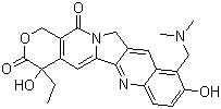 structure of CAS# 123948-87-8, Topotecan;4-Ethyl-4,9-dihydroxy-10-[(dimethylamino)methyl]-1H-pyrano[3',4':6,7]indolizino[1,2-b]quinoline-3,14(4H,12H)-dione; 9-Dimethylaminomethyl-10-hydroxycamptothecin