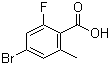 结构式 CAS# 1242157-23-8, 4-溴-2-氟-6-甲基苯甲酸
