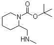 structure of CAS# 1245645-35-5, 2-[(Methylamino)methyl]-1-piperidinecarboxylic acid tert-butyl ester