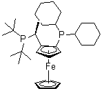 (2S)-1-[(1S)-1-[双(1,1-二甲基乙基)膦基]乙基]-2-(二环己基膦基)二茂铁分子结构 (CAS 1246841-00-8)