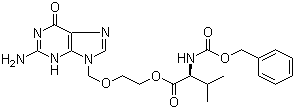 structure of CAS# 124832-31-1, Cbz-Valaciclovir;N-[(Phenylmethoxy)carbonyl]-L-valine 2-[(2-amino-1,6-dihydro-6-oxo-9H-purin-9-yl)methoxy]ethyl ester