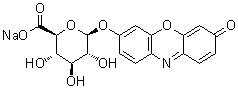 structure of CAS# 125440-91-7, 3-Oxo-3H-phenoxazin-7-yl beta-D-glucopyranosiduronic acid monosodium salt