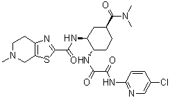 结构式 CAS# 1255529-27-1, N-(5-氯吡啶-2-基)-N'-[(1S,2S,4S)-4-[(二甲基氨基)羰基]-2-[[(5-甲基-4,5,6,7-四氢噻唑并[5,4-c]吡啶-2-基)羰基]氨基]环己基]草酸二酰胺