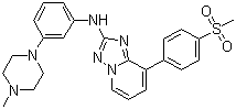 structure of CAS# 1257704-57-6, N-[3-(4-Methyl-1-piperazinyl)phenyl]-8-[4-(methylsulfonyl)phenyl]-[1,2,4]triazolo[1,5-a]pyridin-2-amine;[8-(4-Methylsulfonylphenyl)[1,2,4]triazolo[1,5-a]pyridin-2-yl][3-(4-methylpiperazin-1-yl)phenyl]amine