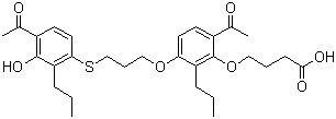 结构式 CAS# 125961-82-2, 4-[6-乙酰基-3-[3-[(4-乙酰基-3-羟基-2-丙基苯基)硫]丙氧基]-2-丙基苯氧基]丁酸
