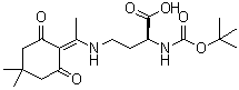 结构式 CAS# 1263045-50-6, (2S)-4-[[1-(4,4-二甲基-2,6-二氧代环己基亚基)乙基]氨基]-2-[[叔丁氧羰基]氨基]丁酸