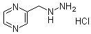 structure of CAS# 1263285-94-4, 2-(Hydrazinylmethyl)pyrazine hydrochloride (1:1)