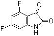 结构式 CAS# 126674-93-9, 4,6-二氟-1H-吲哚-2,3-二酮; 4,6-二氟靛红