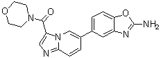 structure of CAS# 1268454-23-4, [6-(2-Amino-5-benzoxazolyl)imidazo[1,2-a]pyridin-3-yl]-4-morpholinylmethanone