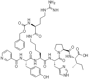 N-(3-Pyridinylcarbonyl)-L-tyrosyl-N6-[N2-[(phenylmethoxy)carbonyl]-L-arginyl]-L-lysyl-L-histidyl-L-prolyl-L-isoleucine molecular structure (CAS 127060-75-7)