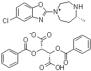 结构式 CAS# 1276666-14-8, (5R)-4-(5-氯-1,3-苯并恶唑-2-基)-5-甲基-1,4-二氮杂环庚烷-1-鎓 (2S,3S)-2,3-二(苯甲酰氧基)丁二酸盐