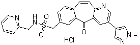 3-(1-Methyl-1H-pyrazol-4-yl)-5-oxo-N-(2-pyridinylmethyl)-5H-benzo[4,5]cyclohepta[1,2-b]pyridine-7-methanesulfonamide hydrochloride (1:1) molecular structure (CAS 1283000-43-0)