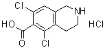 structure of CAS# 1289646-93-0, 5,7-Dichloro-1,2,3,4-tetrahydro-6-isoquinolinecarboxylic acid hydrochloride (1:1)
