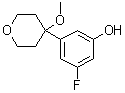 structure of CAS# 130723-09-0, 3-Fluoro-5-(tetrahydro-4-methoxy-2H-pyran-4-yl)phenol