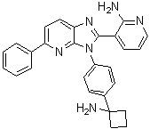 structure of CAS# 1313881-70-7, 3-[3-[4-(1-Aminocyclobutyl)phenyl]-5-phenyl-3H-imidazo[4,5-b]pyridin-2-yl]-2-pyridinamine