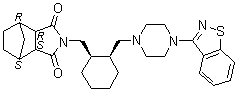 (3aR,4R,7S,7aS)-rel-2-[[(1R,2S)-2-[[4-(1,2-Benzisothiazol-3-yl)-1-piperazinyl]methyl]cyclohexyl]methyl]hexahydro-4,7-methano-1H-isoindole-1,3(2H)-dione molecular structure (CAS 1318074-20-2)