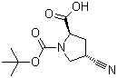 structure of CAS# 132622-80-1, (2R-trans)-4-Cyano-1,2-pyrrolidinedicarboxylic acid 1-(tert-butyl) ester