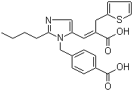 structure of CAS# 133040-01-4, Eprosartan;(E)-3-[2-Butyl-1-[(4-carboxyphenyl)methyl]imidazol-5-yl]-2-(2-thienylmethyl)-2-propenoic acid