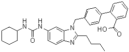 4'-[[2-Butyl-6-[[(cyclohexylamino)carbonyl]amino]-1H-benzimidazol-1-yl]methyl][1,1'-biphenyl]-2-carboxylic acid molecular structure (CAS 133085-33-3)