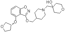 structure of CAS# 1331782-27-4, Tetrahydro-4-[[4-[[[4-[[(3R)-tetrahydro-3-furanyl]oxy]-1,2-benzisoxazol-3-yl]oxy]methyl]-1-piperidinyl]methyl]-2H-pyran-4-ol
