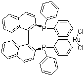 结构式 CAS# 134524-84-8, 二氯[(R)-(+)-2,2'-双(二苯基膦)-1,1'-联萘基]钌 (II)