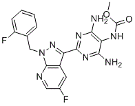structure of CAS# 1350653-20-1, Vericiguat;methyl N-[4,6-diamino-2-[5-fluoro-1-[(2-fluorophenyl)methyl]pyrazolo[3,4-b]pyridin-3-yl]pyrimidin-5-yl]carbamate