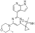 结构式 CAS# 1352226-88-0, 4-[4-[1-[[S(R)]-S-甲基亚胺磺酰基]环丙基]-6-[(3R)-3-甲基-4-吗啉基]-2-嘧啶基]-1H-吡咯并[2,3-b]吡啶