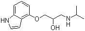 结构式 CAS# 13523-86-9, 吲哚洛尔; 1-(1H-吲哚-4-氧基)-3-[(1-甲基乙基)氨基]-2-丙醇