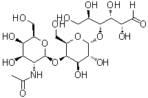 O-2-(Acetylamino)-2-deoxy-beta-D-galactopyranosyl-(1→4)-O-alpha-D-galactopyranosyl-(1→4)-D-glucose molecular structure (CAS 1355005-58-1)