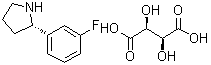 结构式 CAS# 1355239-03-0, (S)-2-(3-氟苯基)吡咯烷 d-酒石酸盐