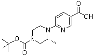 structure of CAS# 1359658-38-0, (3R)-4-(5-Carboxy-2-pyridinyl)-3-methyl-1-piperazinecarboxylic acid 1-(1,1-dimethylethyl) ester