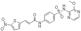 structure of CAS# 1360614-48-7, Necrosulfonamide;(2E)-N-[4-[[(3-Methoxy-2-pyrazinyl)amino]sulfonyl]phenyl]-3-(5-nitro-2-thienyl)-2-propenamide