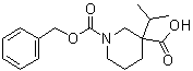 structure of CAS# 1363165-90-5, 1-Carbobenzoxy-3-isopropylpiperidine-3-carboxylic acid;3-(1-Methylethyl)-1,3-piperidinedicarboxylic acid 1-(phenylmethyl) ester